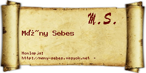 Mány Sebes névjegykártya